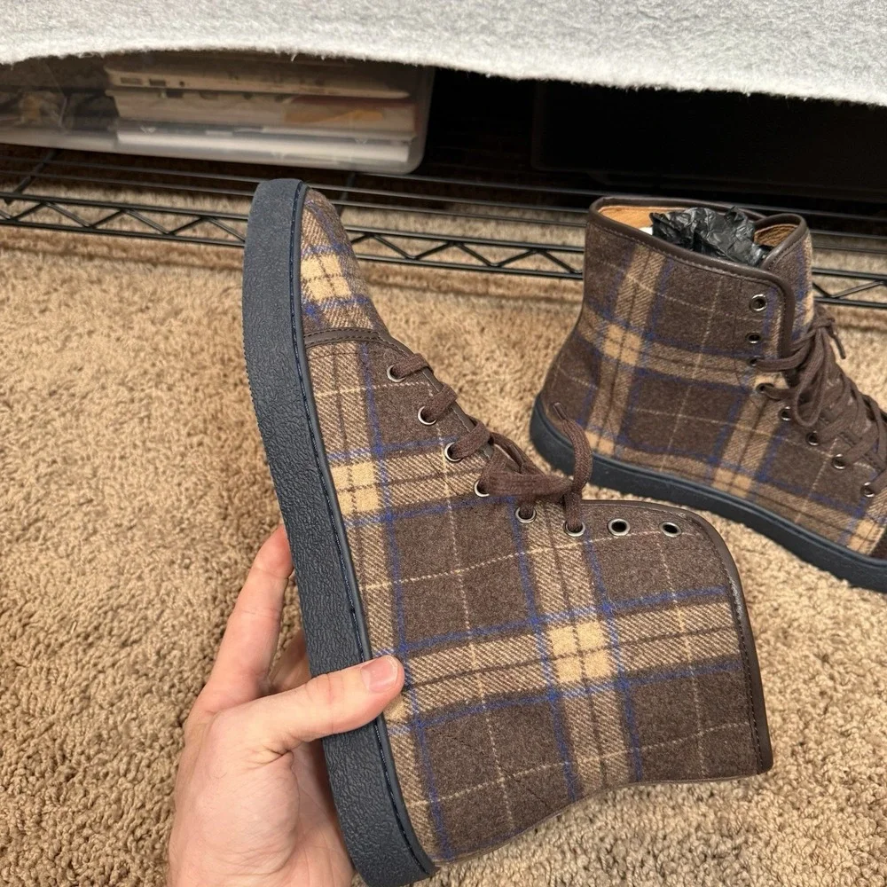 Marc Nolan Jagger Coffee Plaid High Top Shoes Mens 13